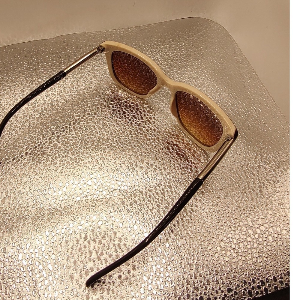 Square Cat Eye Sunglasses Black Cream Two Tone Brown Gradient Lens UV400 1534